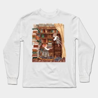 Cottagecore Mice Organizing Dark Academia Library Long Sleeve T-Shirt